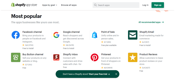 Shopify extensions, app store