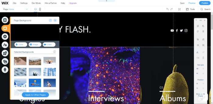 Duda vs Wix: Wix editor theme
