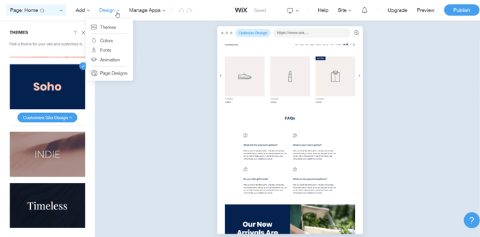 Wix theme customization
