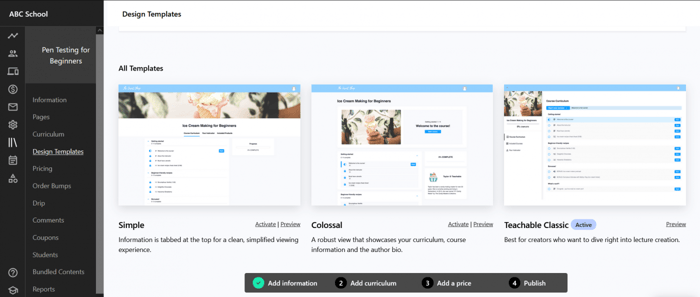 Teachable design templates