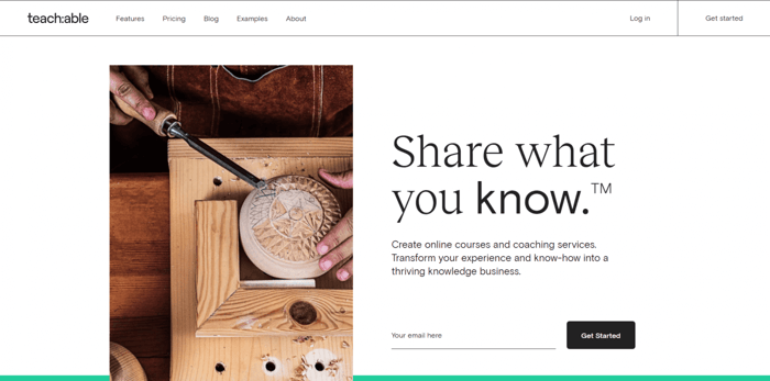 Teachable pricing plans: home page