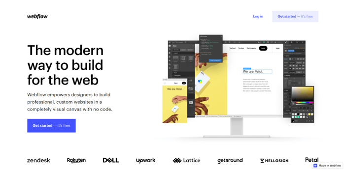 Five Webflow website examples Webflow home page