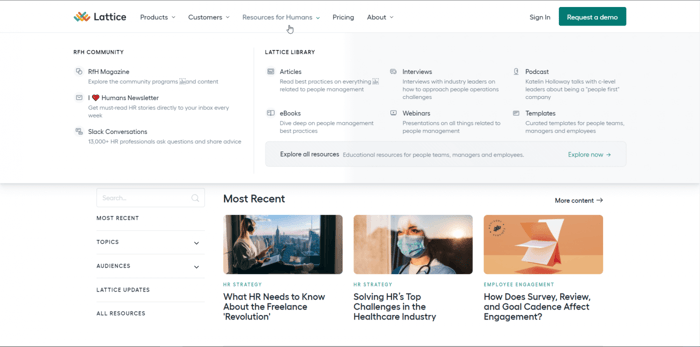 Webflow Lattice HR resources