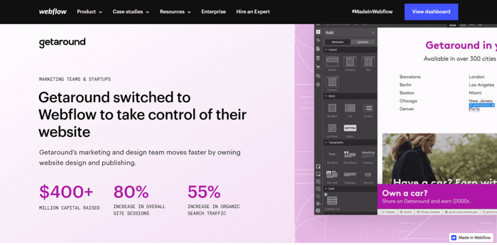 Webflow Getaround case study