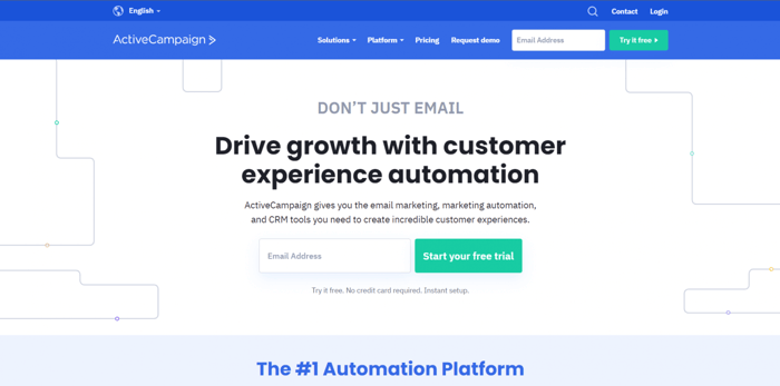 ActiveCampaign pricing home page