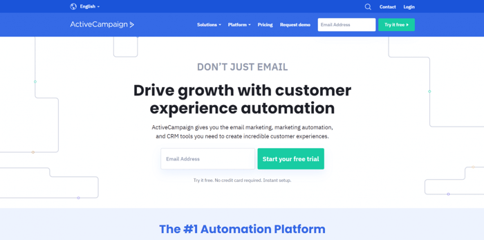 ActiveCampaign Review home page