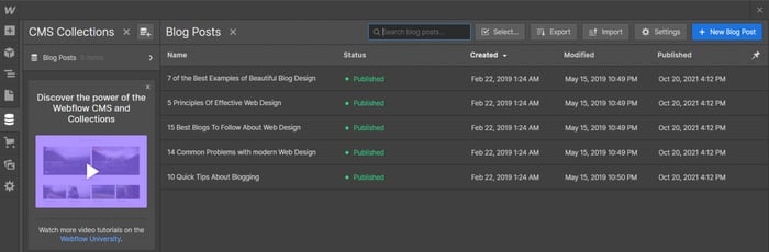 Webflow CMS blog