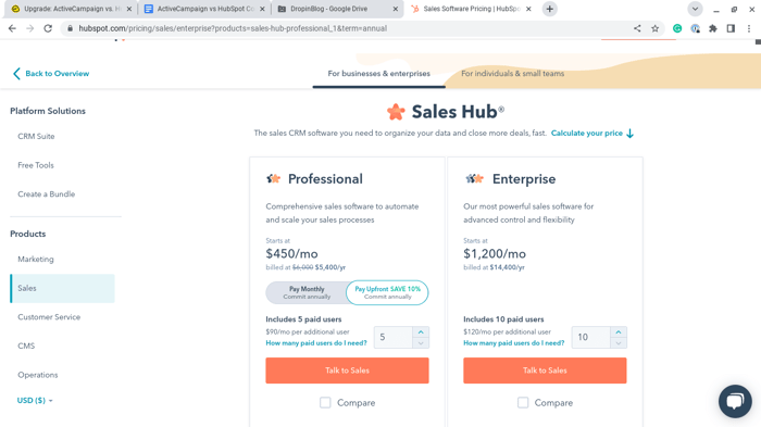 Sales hub enterprise
