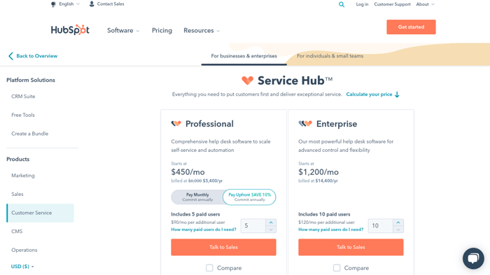 Customer service hub enterprise