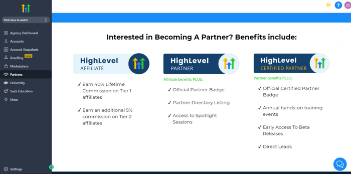 HighLevel affiliate partner program