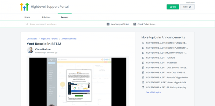 HighLevel support portal new features