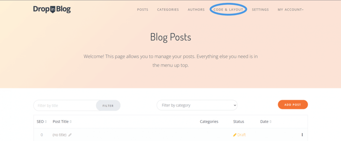 DropInBlog navigation bar code and layout