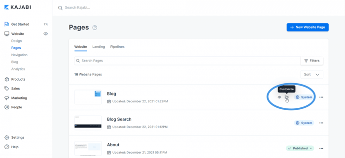 How to create a blog on Kajabi: Kajabi homepage
