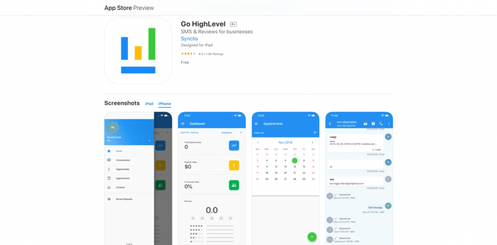 HighLevel iPhone app