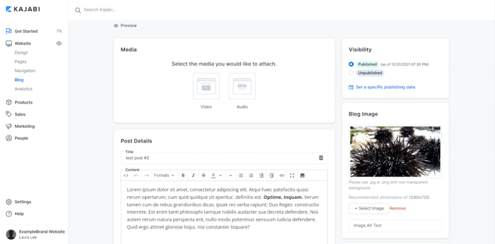 Kajabi built-in blog