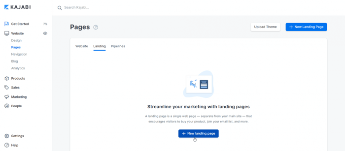 Kajabi landing page builder