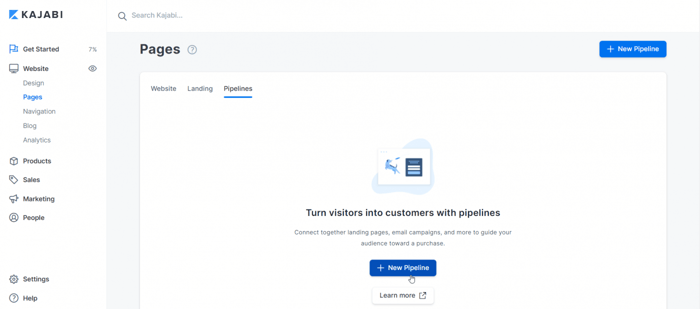 Kajabi create a pipeline