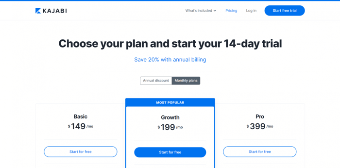 Kajabi pricing plans