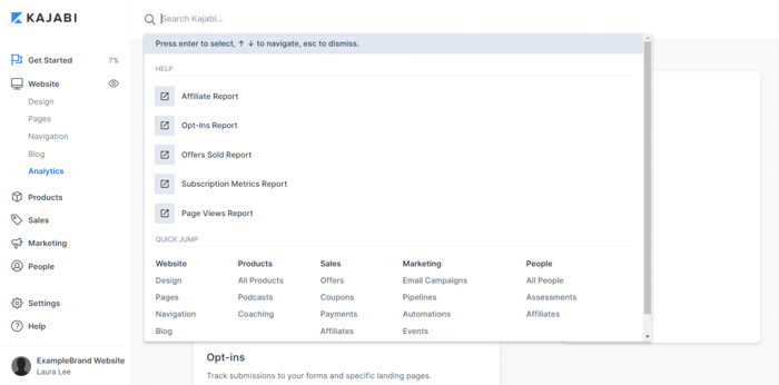 Kajabi reports analytics