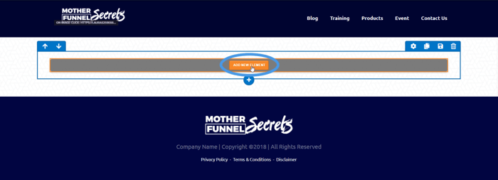ClickFunnels add new element button
