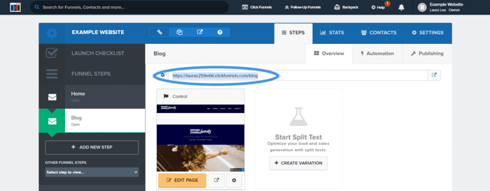 ClickFunnels copy blog page url