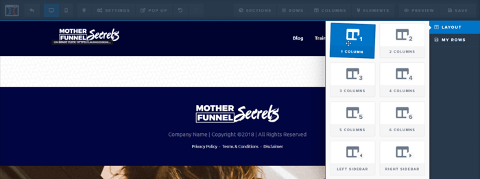 ClickFunnels one column row