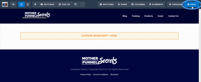ClickFunnels save page
