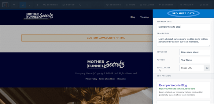 ClickFunnels seo metadata