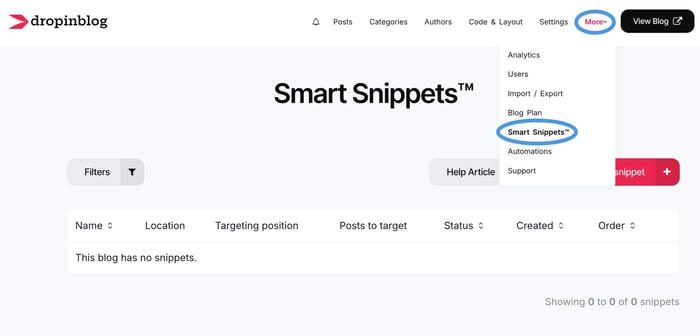 Accessing Smart Snippets