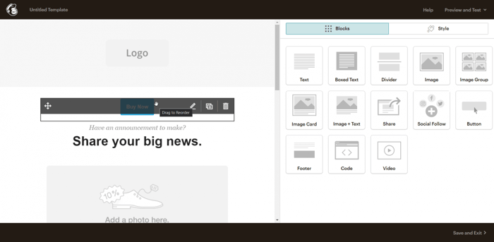 Mailchimp email designer