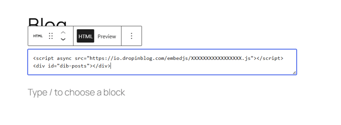 Adding your DropInBlog blog code to WordPress