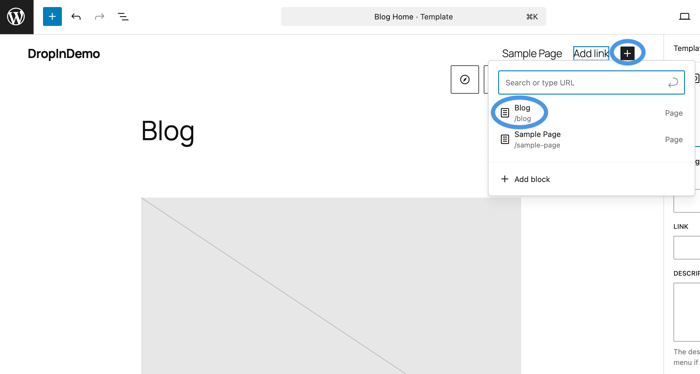 Editing WordPress menu: Add a blog link to your site's menu