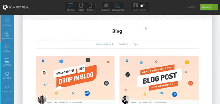 Adding a blog to Karta with DropInBlog