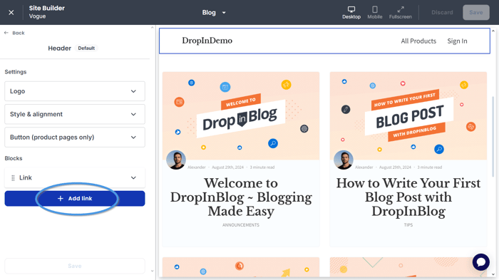Add Blog to Menu