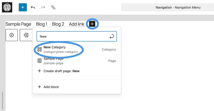 Add a category link to WordPress navigation menu