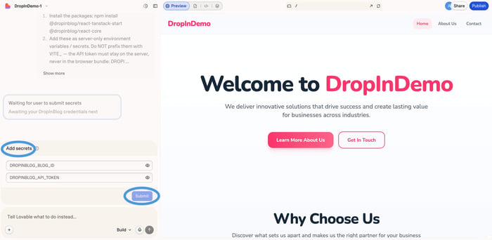 Lovable blog install step