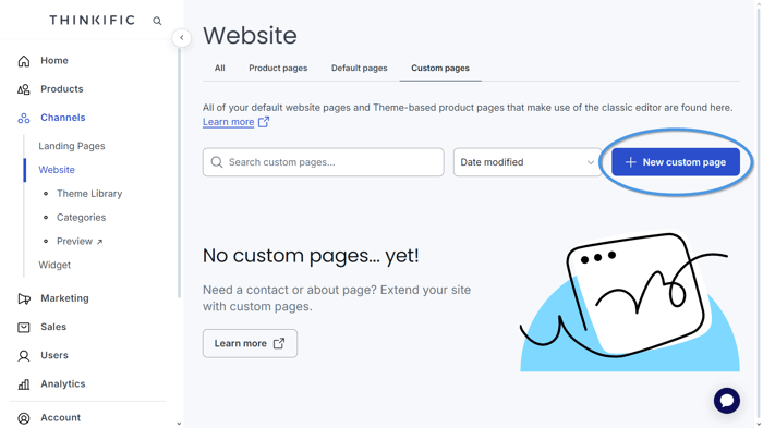 Add New Custom Page