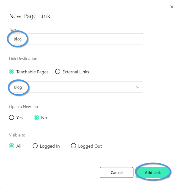 New Page Link