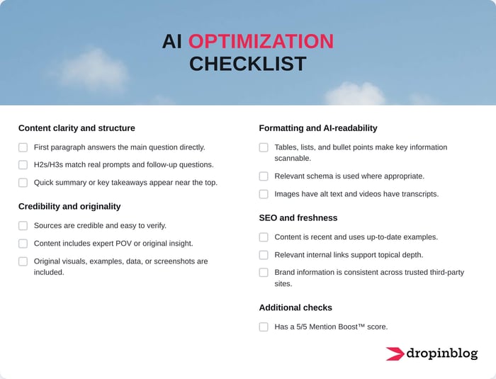 AI optimization checklist