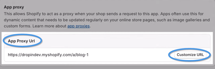 App Proxy URL settings