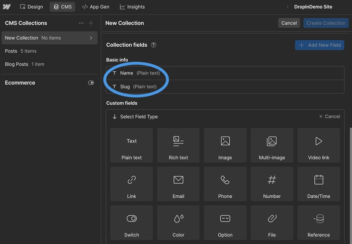 Assigning collection fields in Webflow