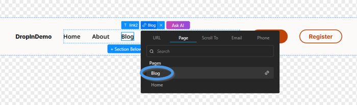 Connecting the blog page with the Blog link item