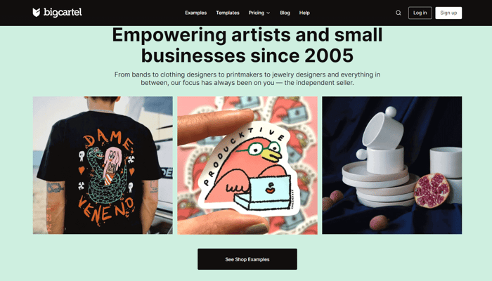 Big Cartel's homepage - Big Cartel review