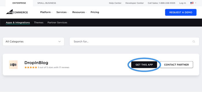 BigCommerce installation step