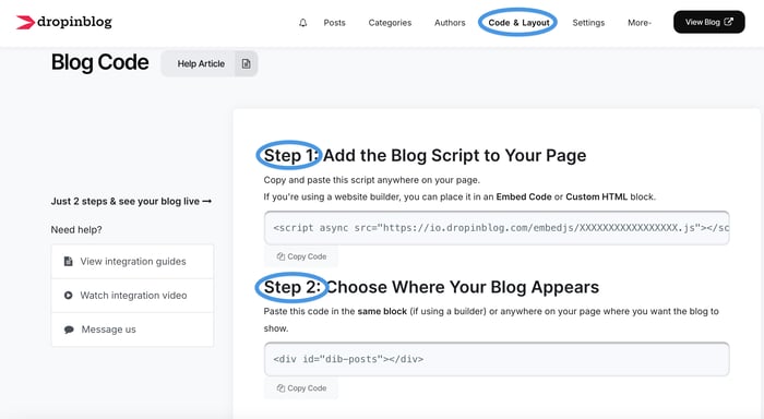 Webflow blog install step