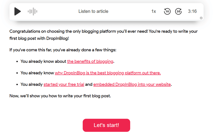 A call-to-action button on a live site