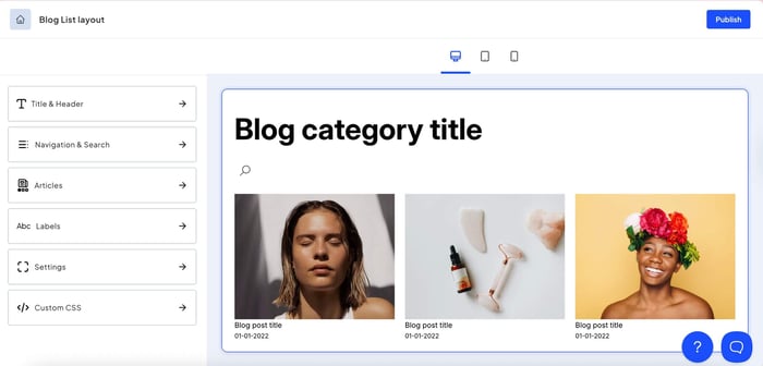 Bloggle review: Blog list layout editor