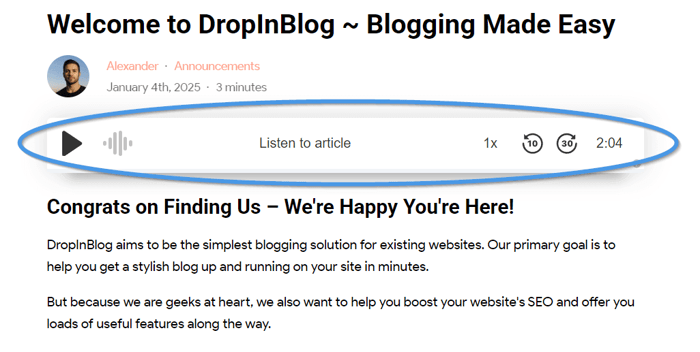 DropInBlog's Blog Voice AI™ player