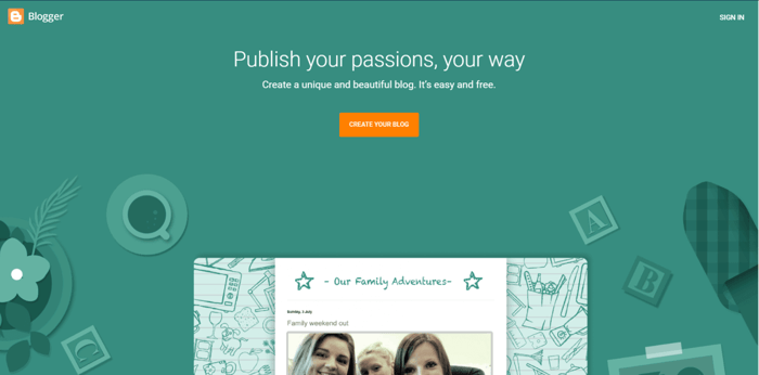 Blogger vs WordPress: Blogger home page
