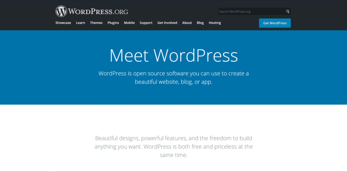 Blogger vs WordPress: WordPress home page
